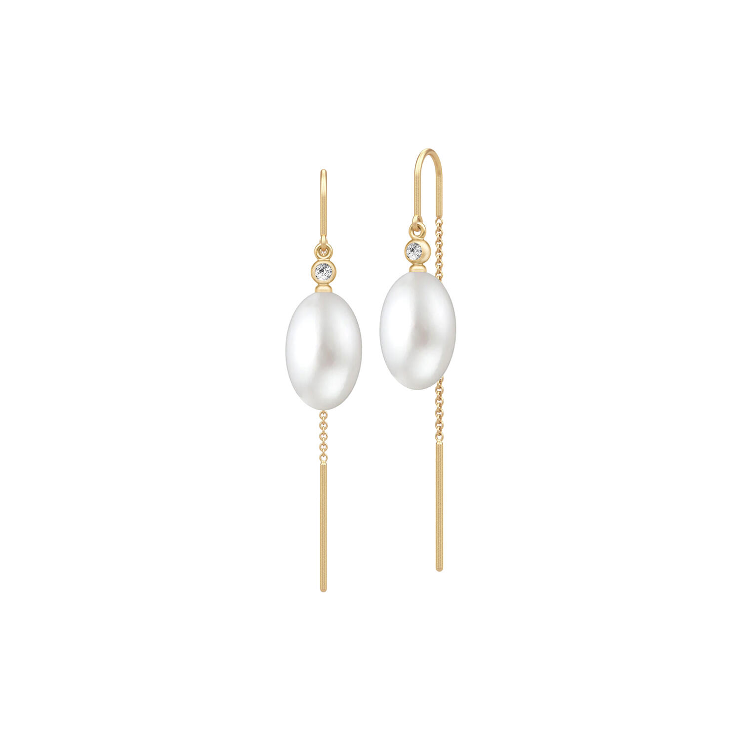 Afrodite Chain Earring, gold/white pearl