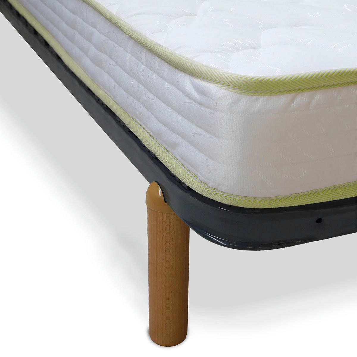 MIRA - Pack sommier avec pieds et matelas 90x190 cm metal gris