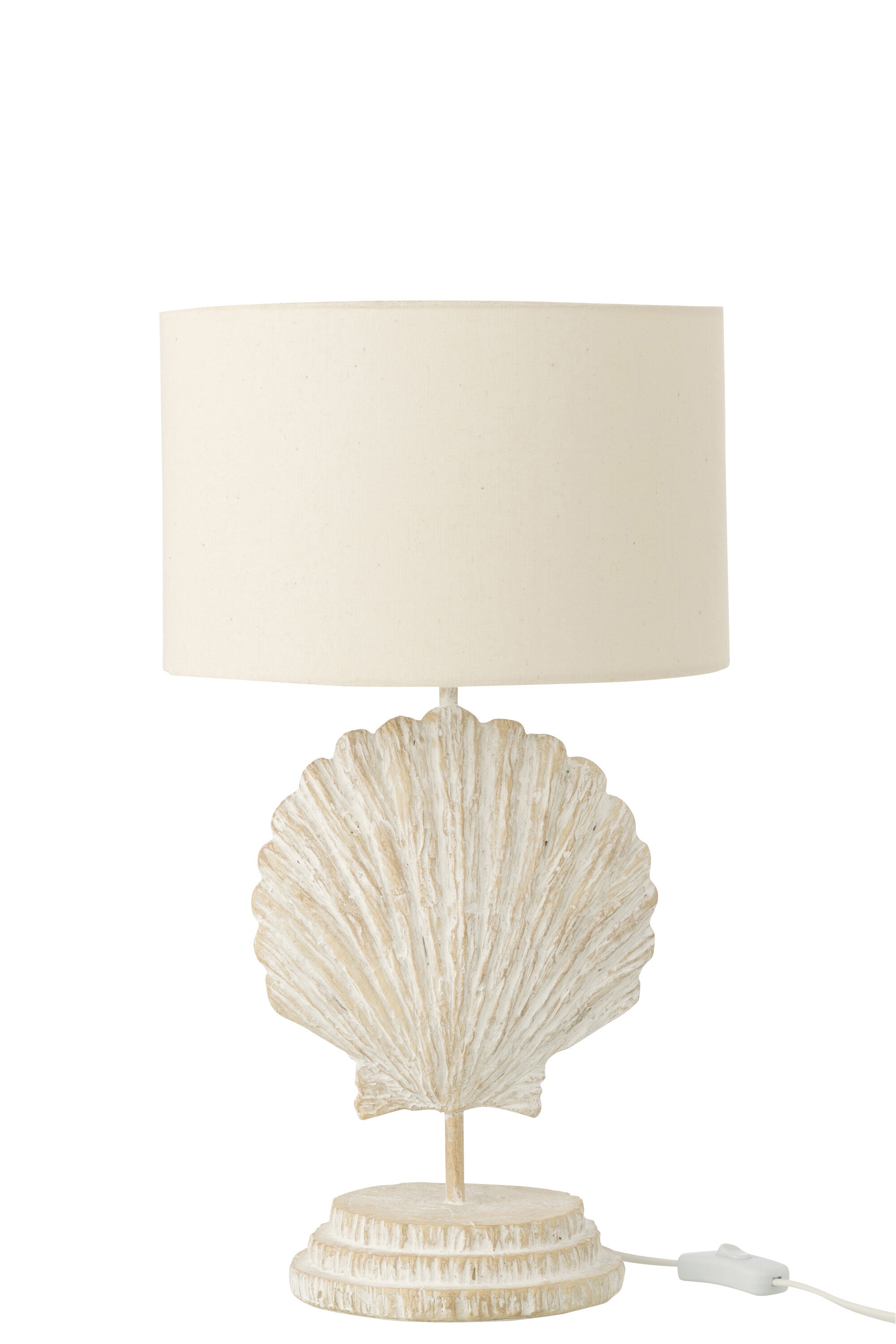 J-Line tafellamp Zeeschelp - polyresin - wit/naturel