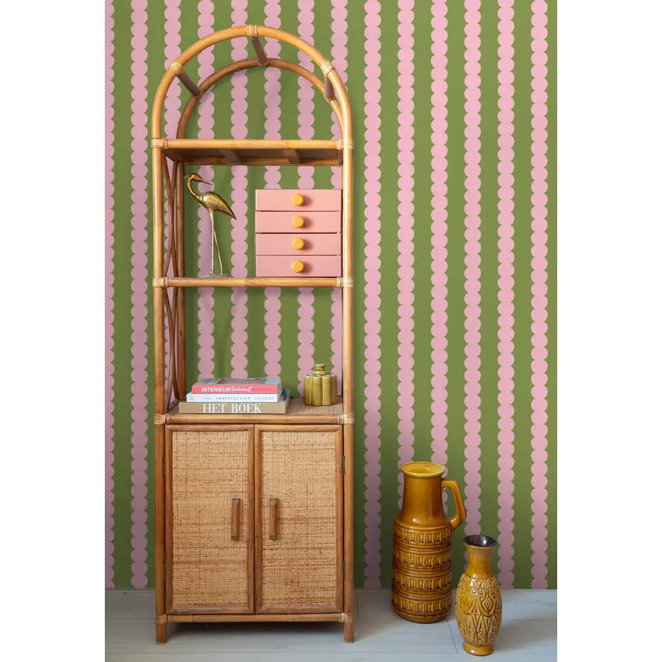 ESTAhome behang grafische print roze en groen - 50 x 900 cm