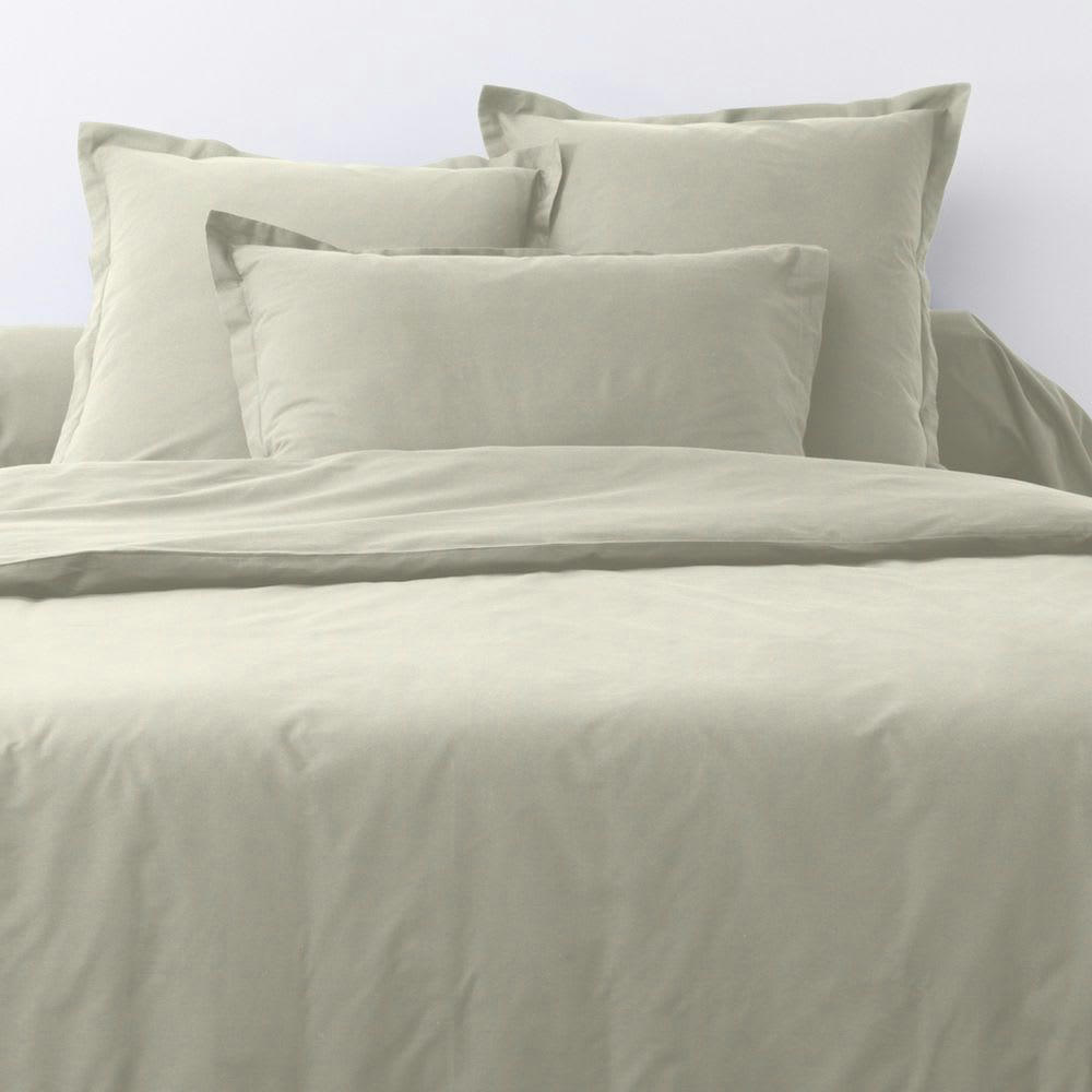 - Parure de lit 2 places coton unie beige grège 220x240 cm