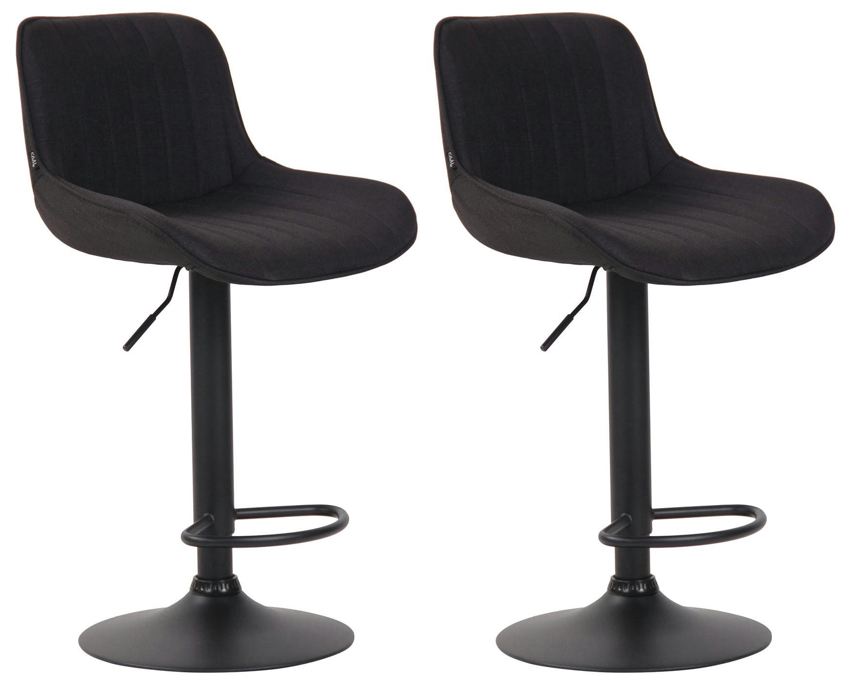 LENTINI - Lot de 2 Tabourets de bar réglable en tissu Noir