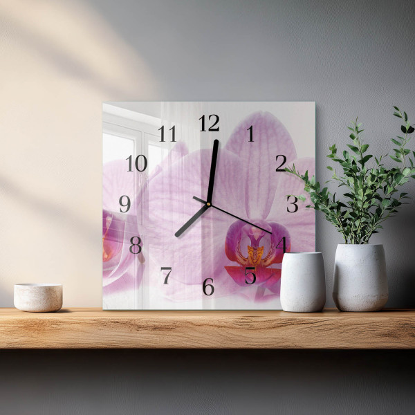 Designerski zegar 30x30 Orchidea dekoracyjny na ścianę
