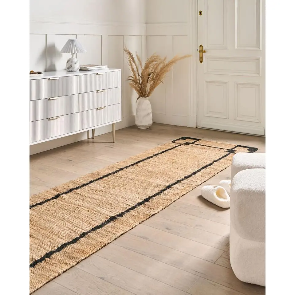 GONDIA - Vloerkleed - Beige/Zwart - 80 x 300 cm - Jute