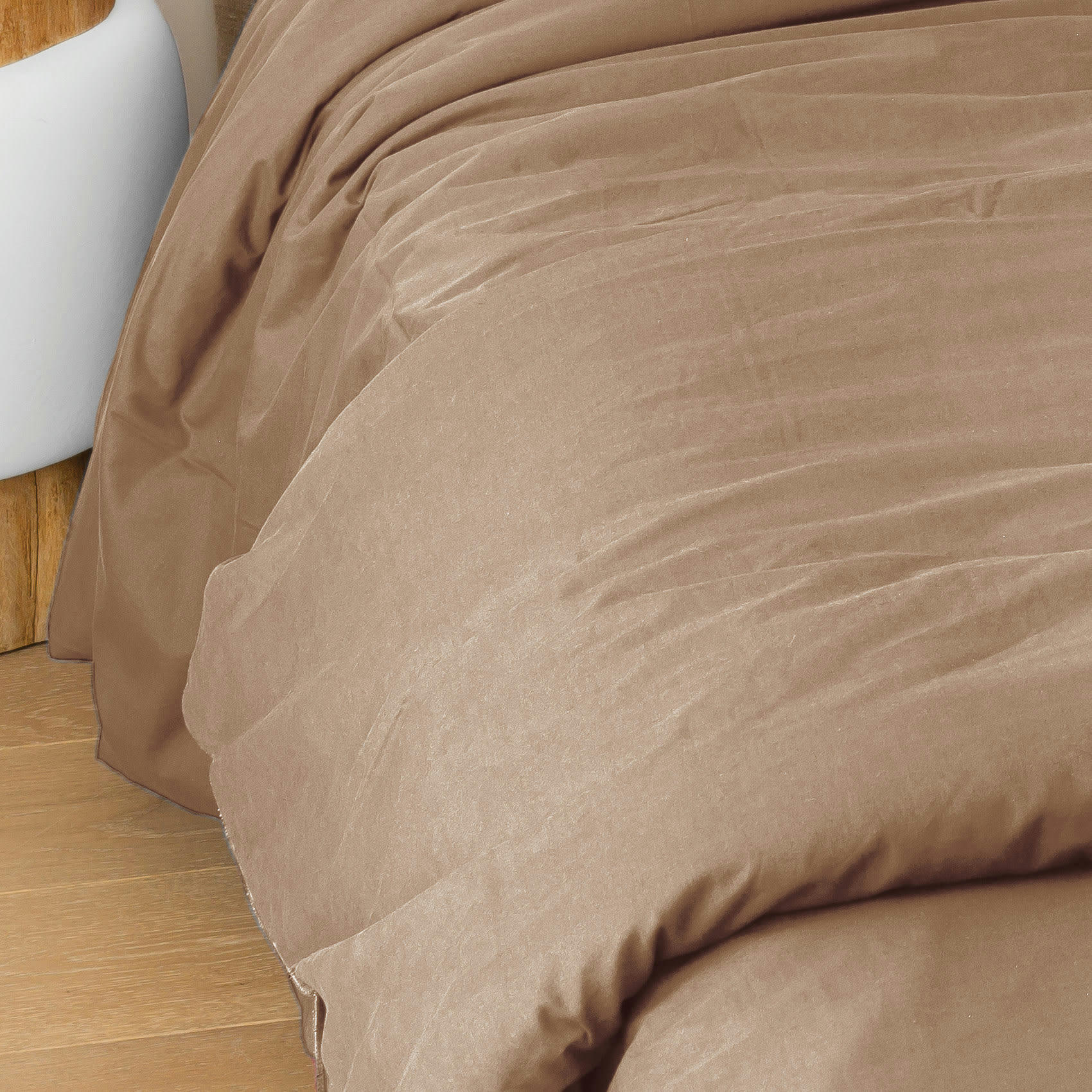 - Housse de couette en coton lavé cap ferret marron chocolat 140x200 cm