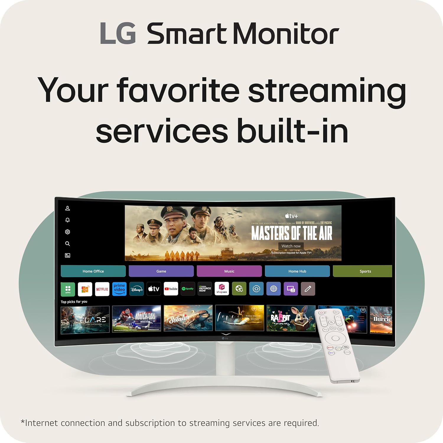 LG 34SR60QC-W 34-inch QHD (3440x1440) Curved Smart Monitor with Streaming  UltraWide Screen  webOS  HDR10  100Hz  Built-in Speaker  AirPlay2  Screen Share  Bluetooth  ThinQ App  White