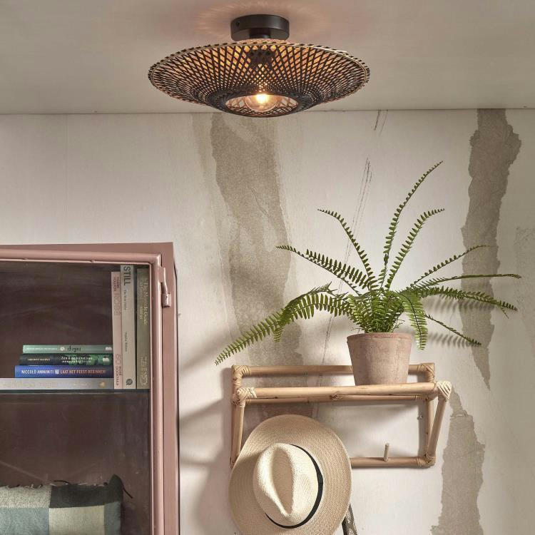 KALIMANTAN - Plafonnier bambou  noir/naturel, h. 12cm