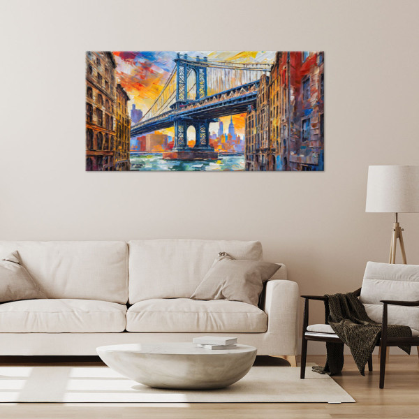 Feeby Obraz do salonu, Most Nowy Jor Impresjonizm 80x40