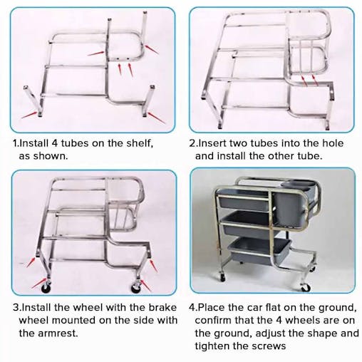 SOGA 2X 3 Tier Food Waste Cart Trolley Five Buckets Round 80x43x89cm