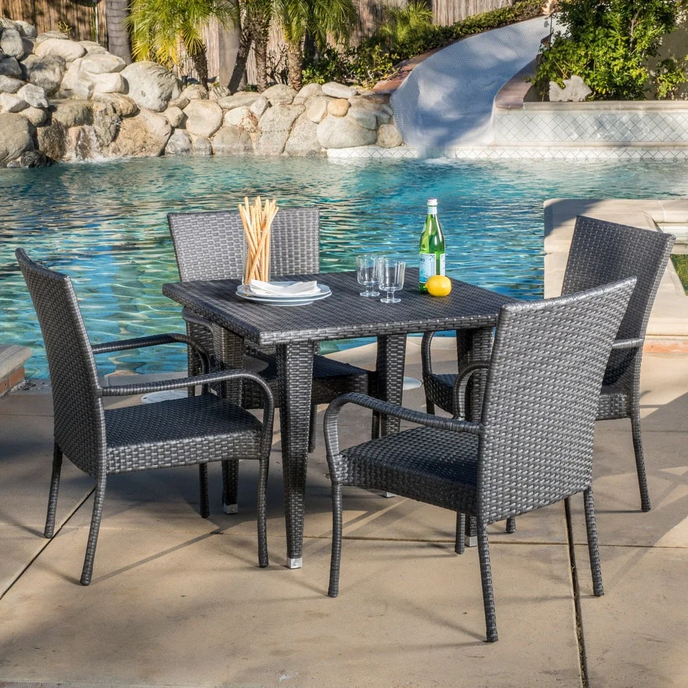 Dominica Outdoor Square Wicker Dining Table (ONLY) by Christopher Knight Home - 35.4W x 35.4D x 29.1H