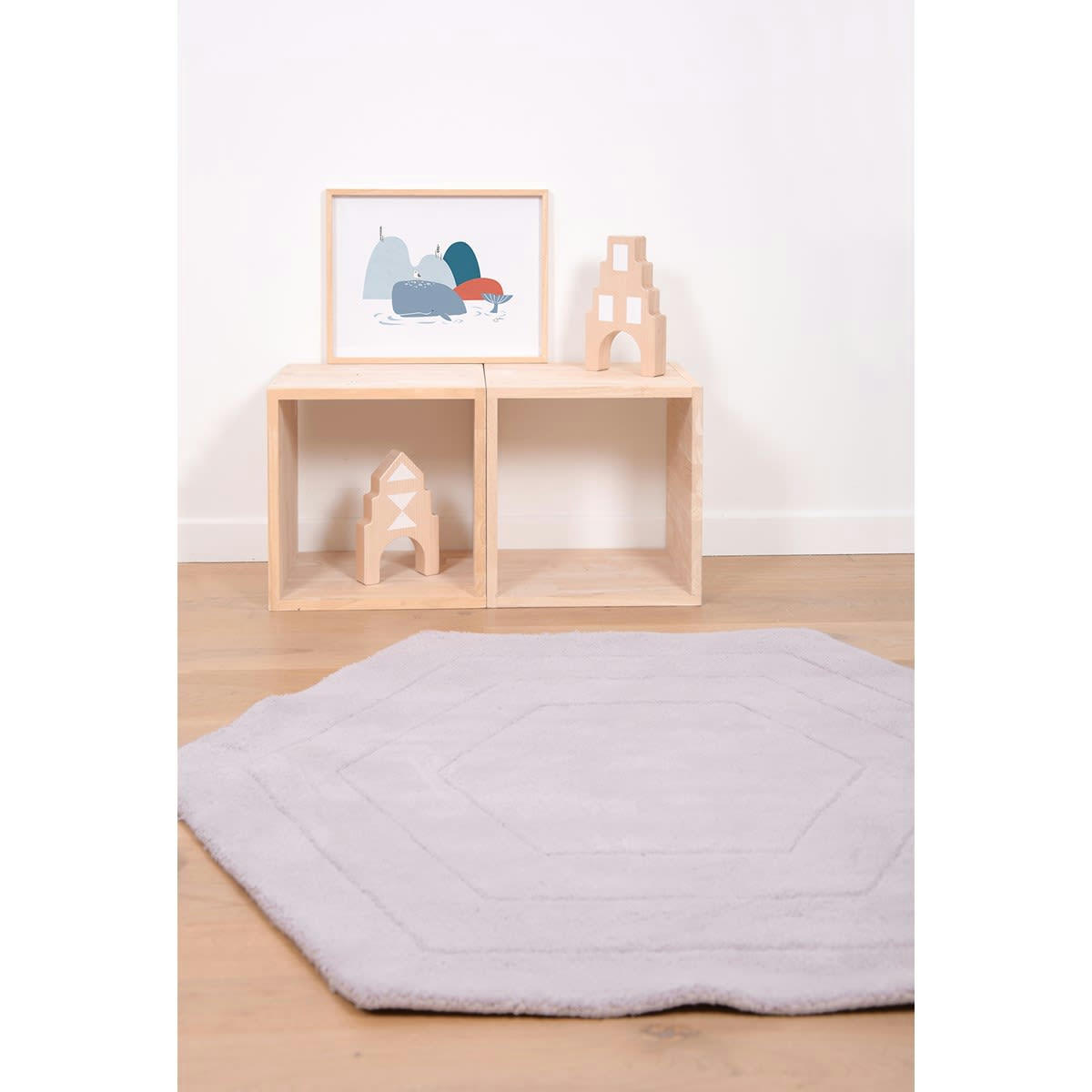 WILD ISLAND - Tapis hexagone en Coton Gris