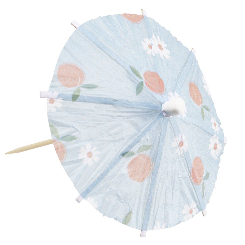 Pique cocktail parasol x20 papier motif floral fruit rose et bleu Ø8xH13cm
