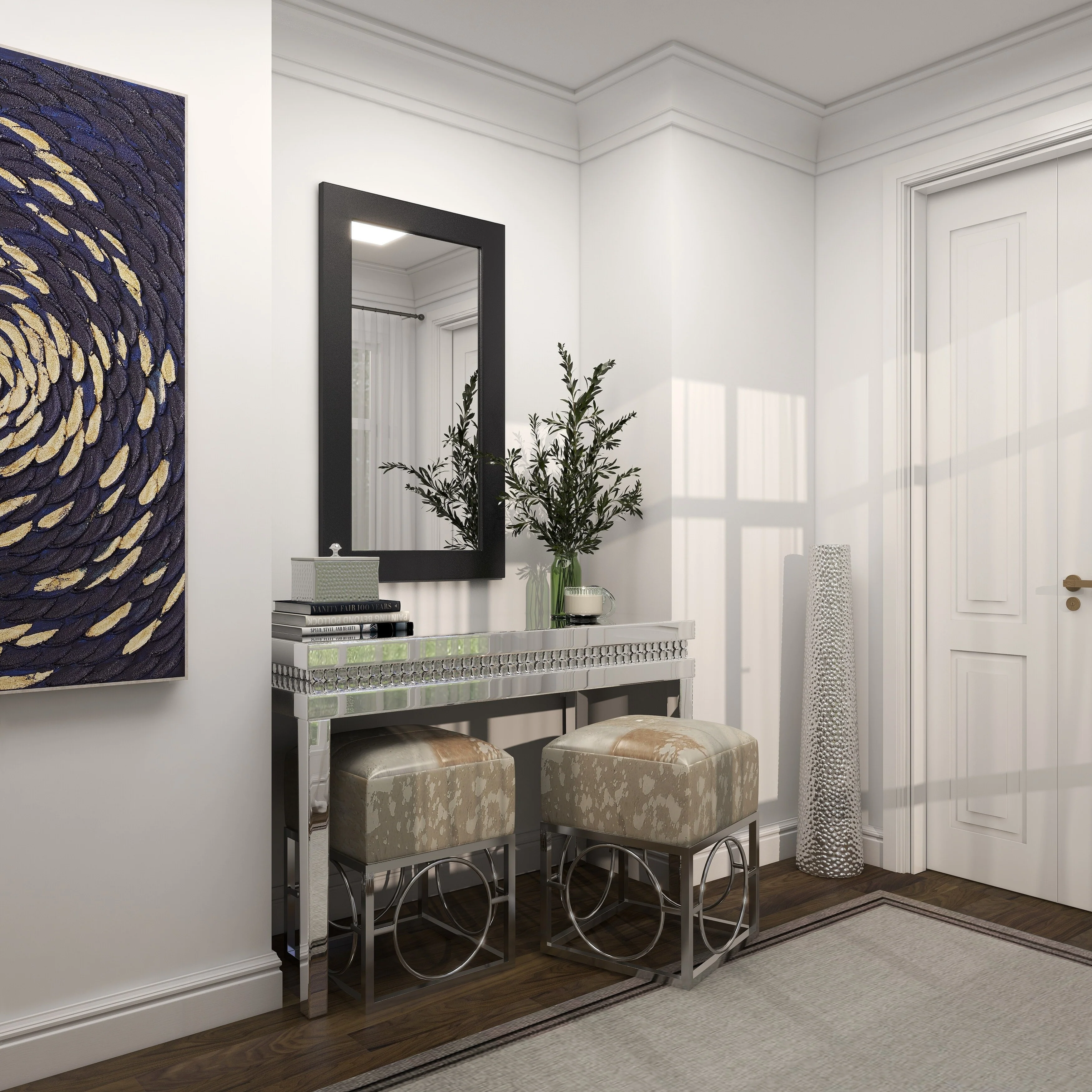 Fascinating Stainless Steel Leather Hide Silver Stool