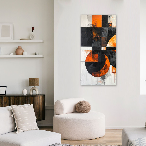 Obraz do salonu pokoju biura, Abstrakcja geometryczna czarno 40x80