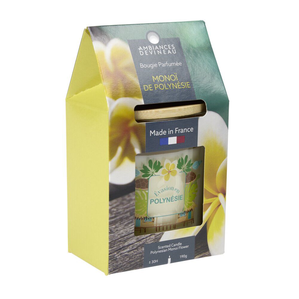Bougie parfumée Ambiances Devineau 2 mèches Polynésie senteur monoï 30H