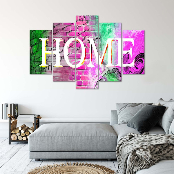 Feeby Obraz 5 częściowy na płótnie Napis Home 100x70