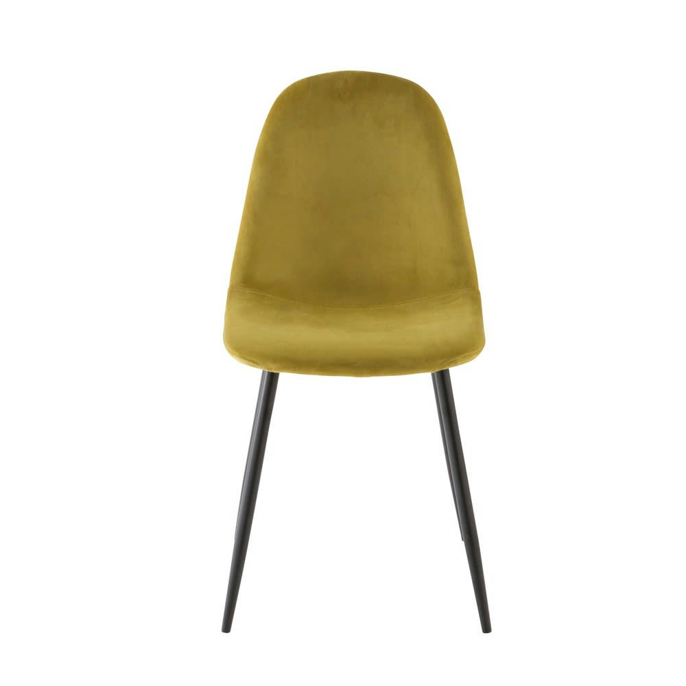 Clyde - Chaise style scandinave en velours jaune