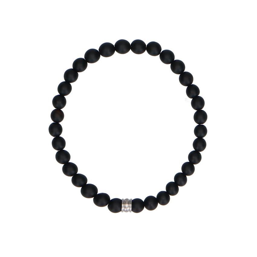 Manfield Zwarte heren kralen armband