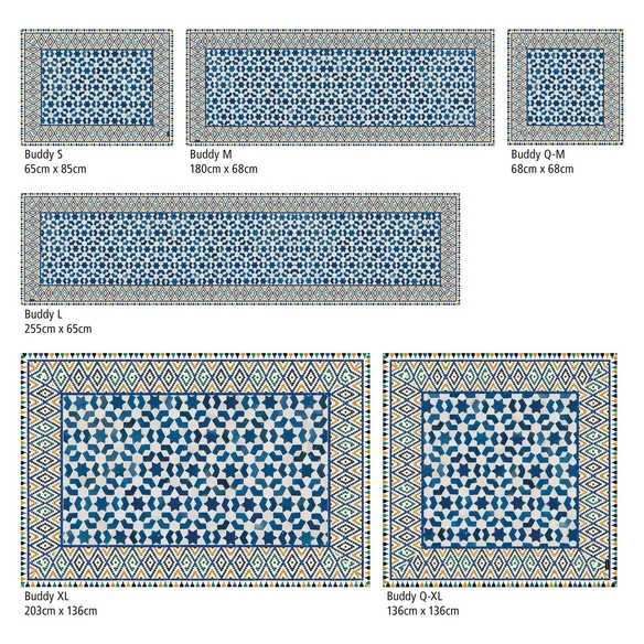 Vinyl Teppich »Enrico«, BxL:136 cm x 136 cm, blau|weiß|grün|orange