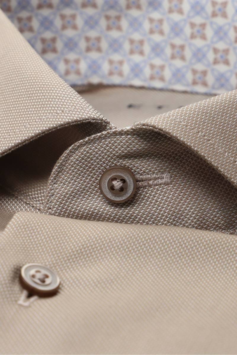 ETERNA Performance Modern Fit Tencel Hemd beige-braun, Strukturiert