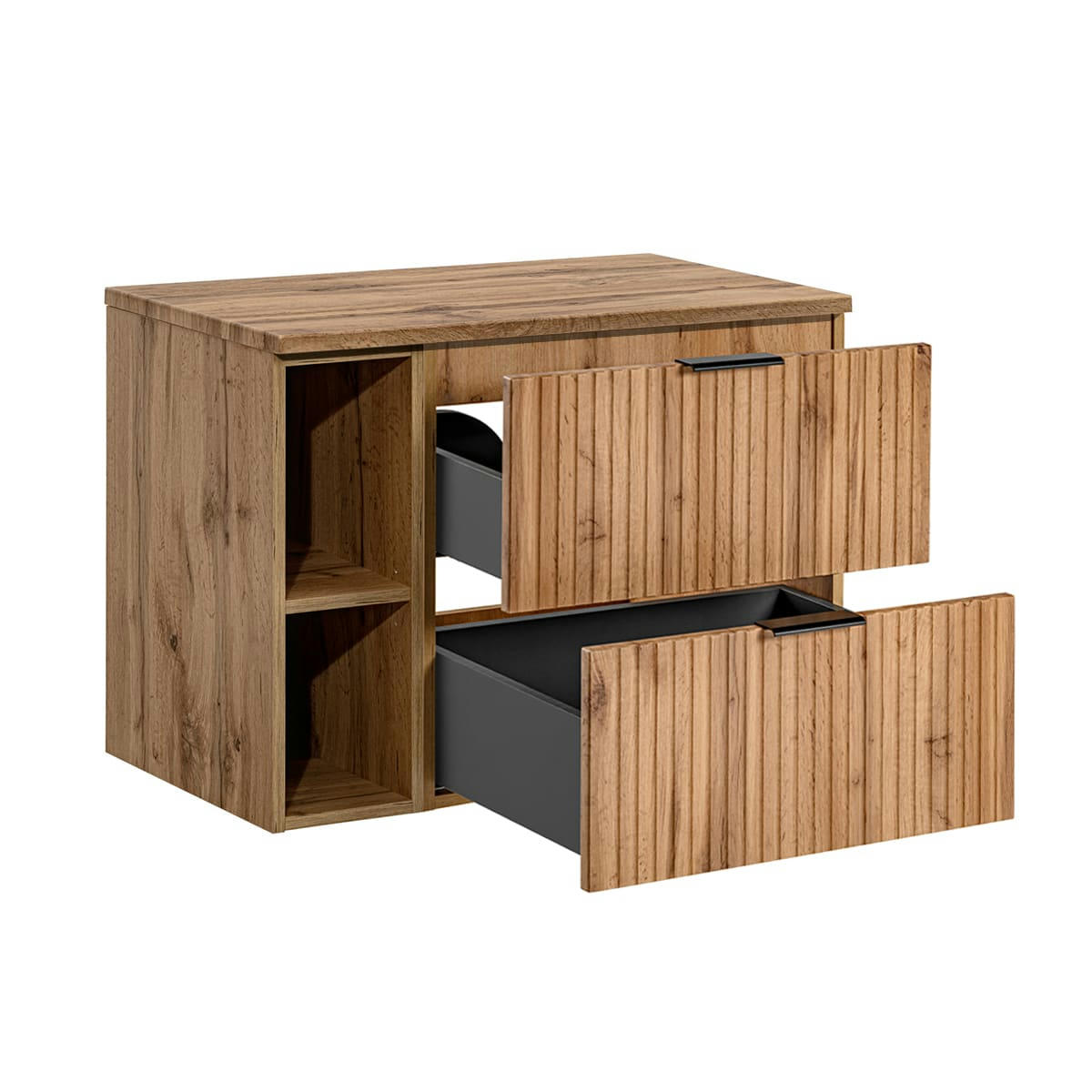 - Meuble sous-vasque 80cm 2 niches naturel