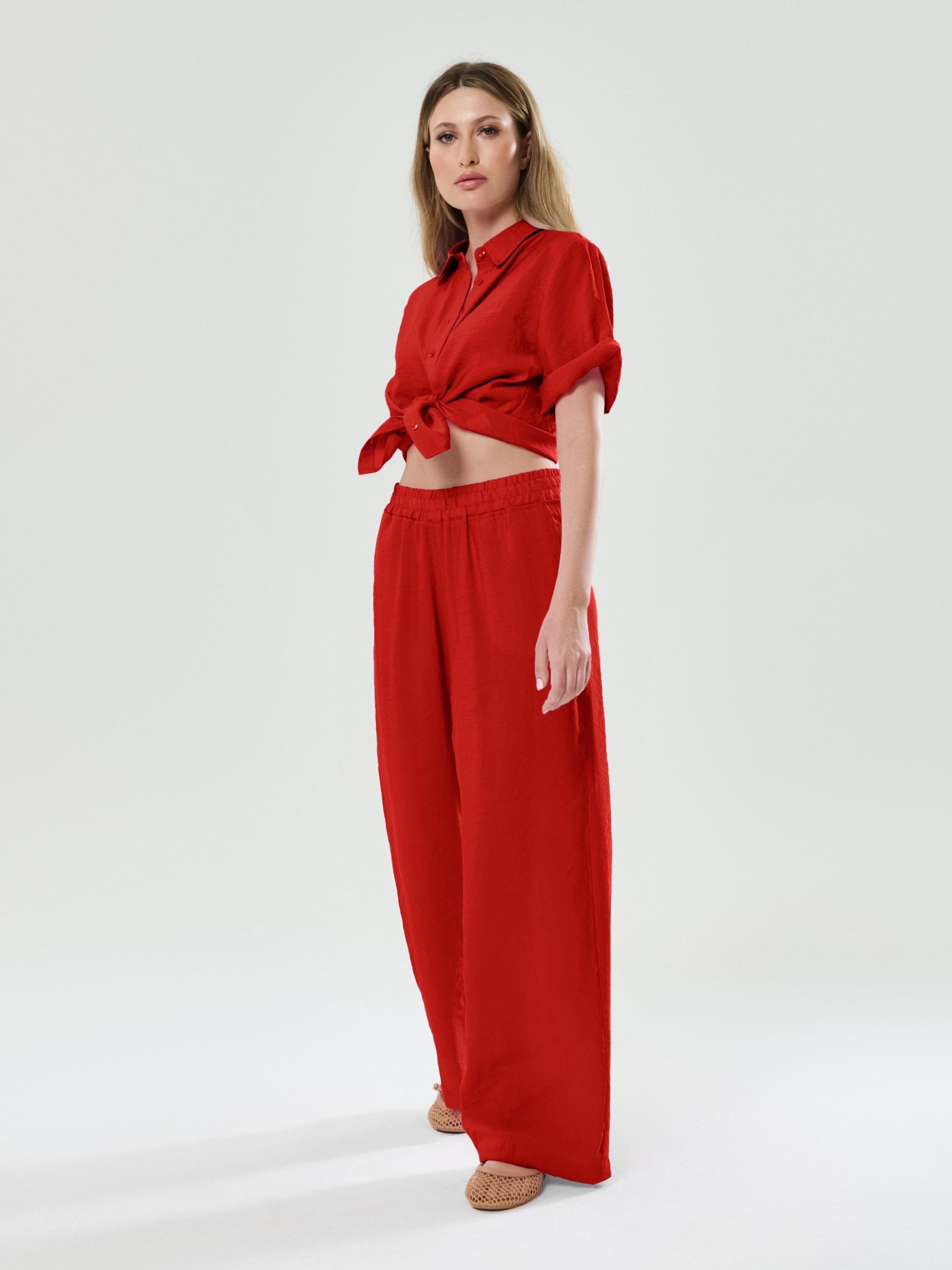 Spodnie wide leg z modalem