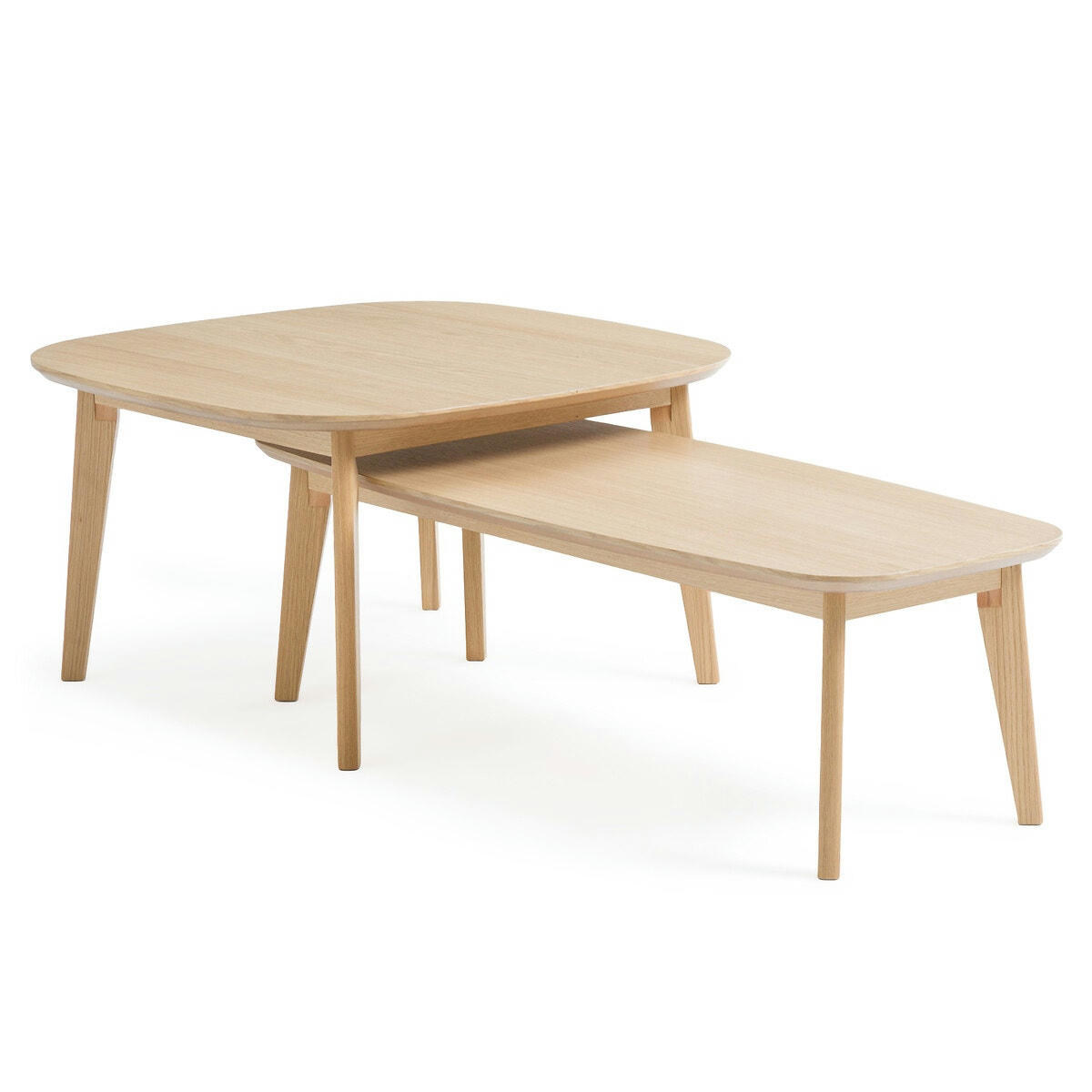 Lot de tables basses gigognes plaqué chêne, Janice