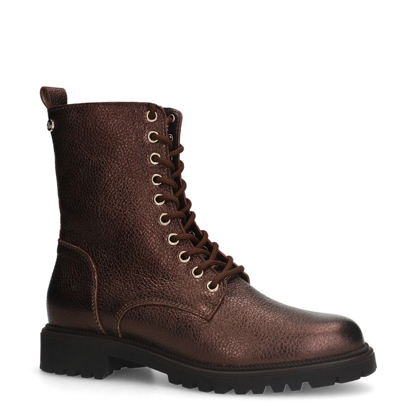 No Stress Bronskleurige leren veterlaarsjes