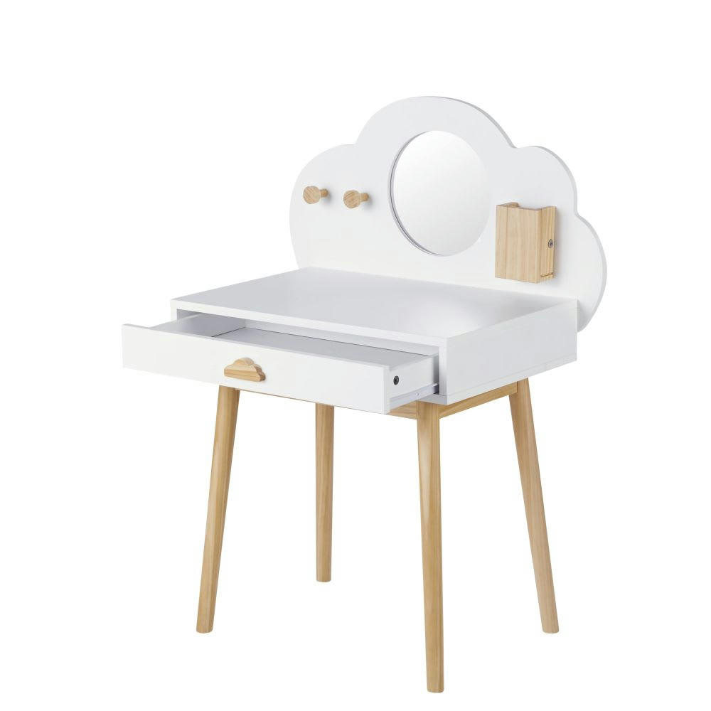 Nuage - Coiffeuse enfant 1 tiroir coloris blanc et naturel