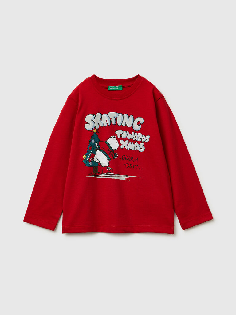 T-shirt in warm cotton with print