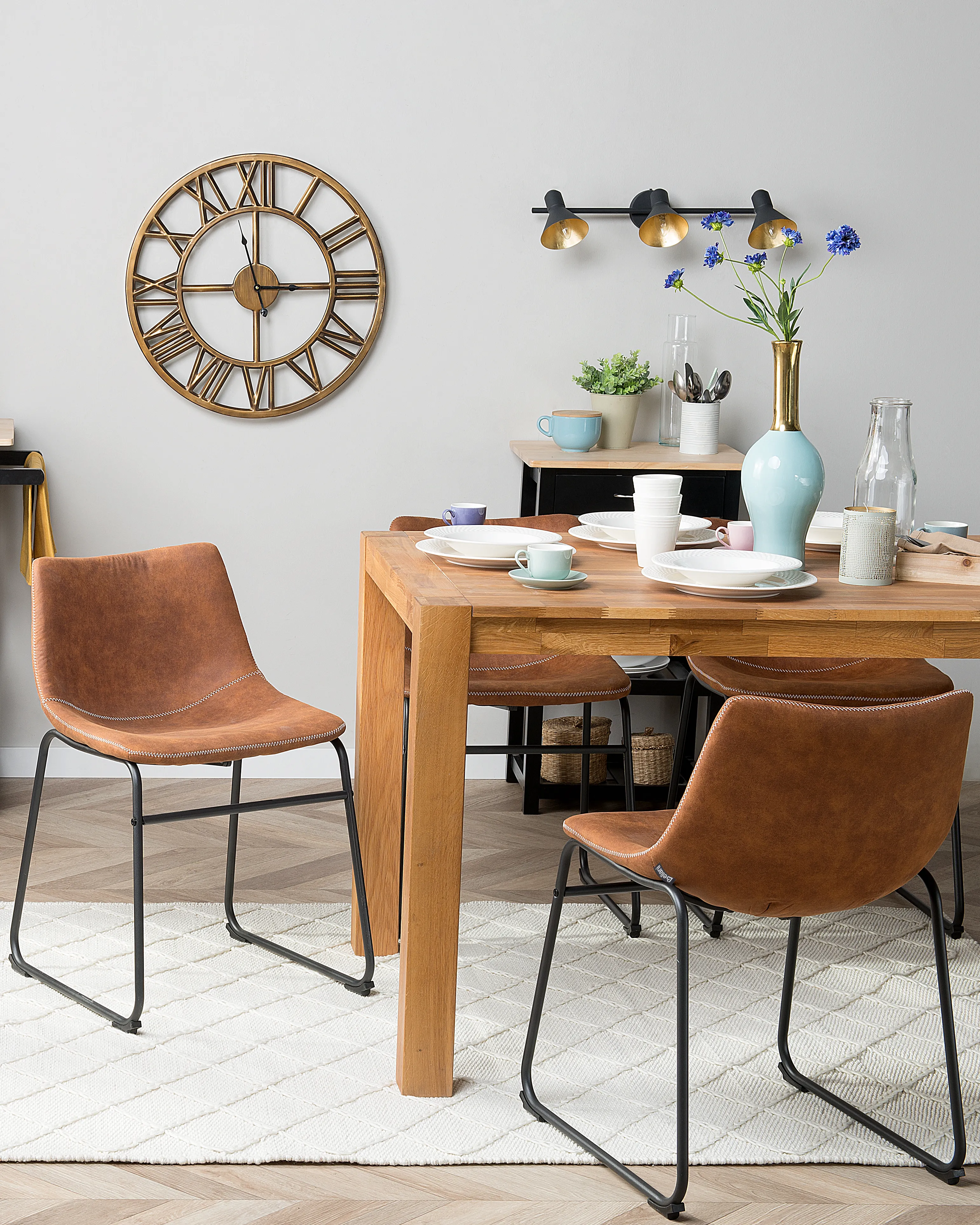Set of 2 Dining Chairs BATAVIA Fabric Golden Brown