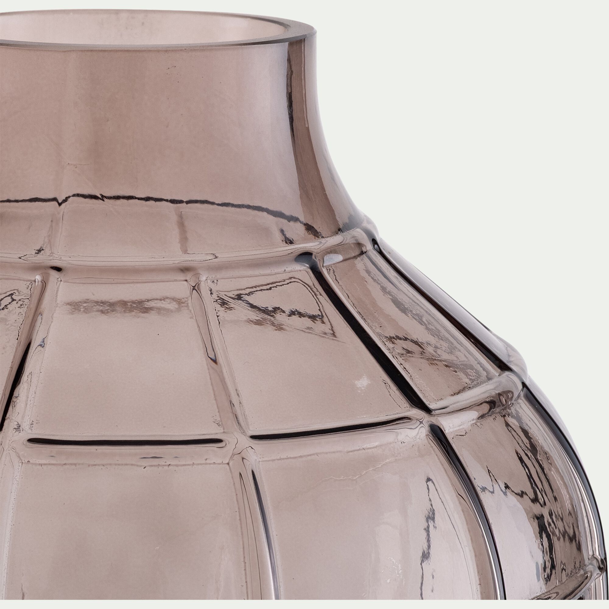 LOUNY - Vase quadrillé en verre teinté H30cm - gris