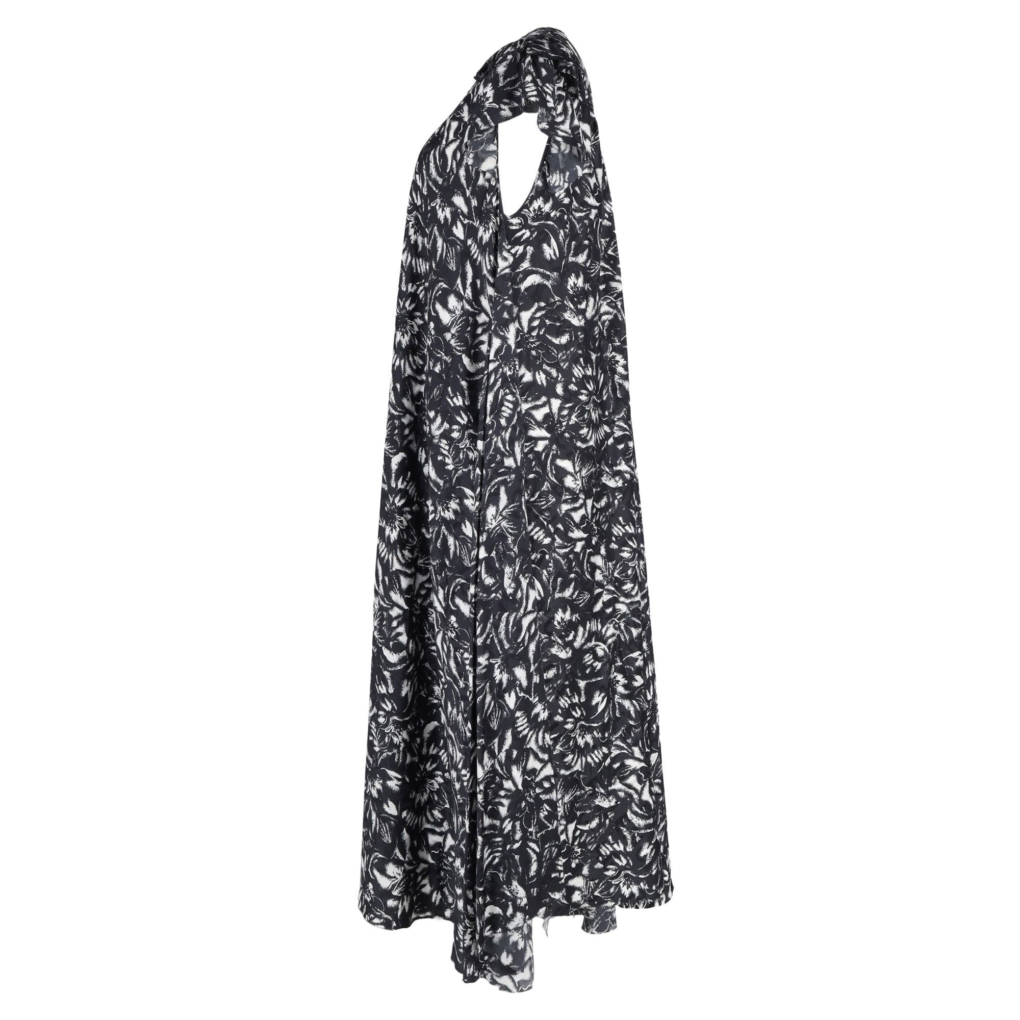 Balenciaga Preloved Printed Midi Length Tent Dress in Black Silk