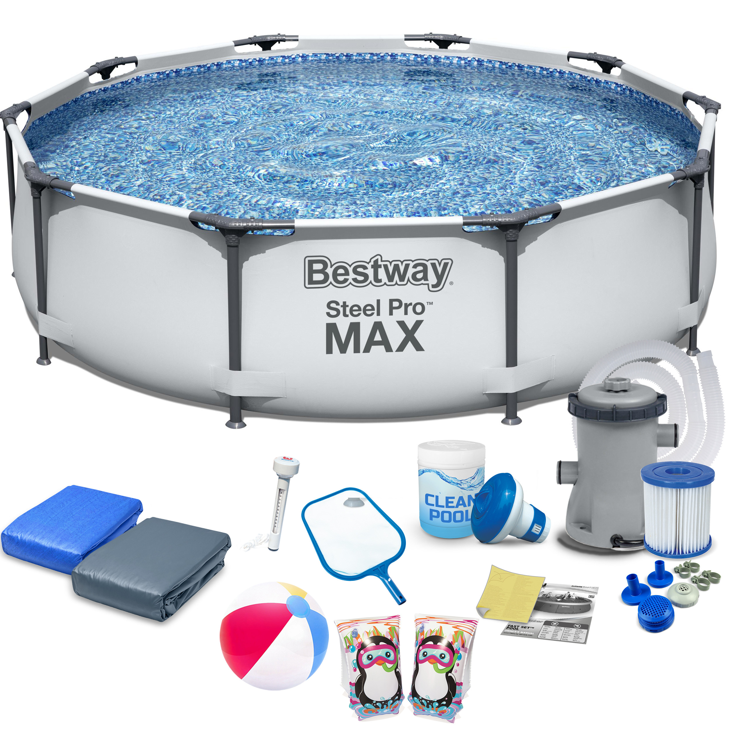 Basen ogrodowy stelażowy 305x76cm Bestway zestaw 15w1