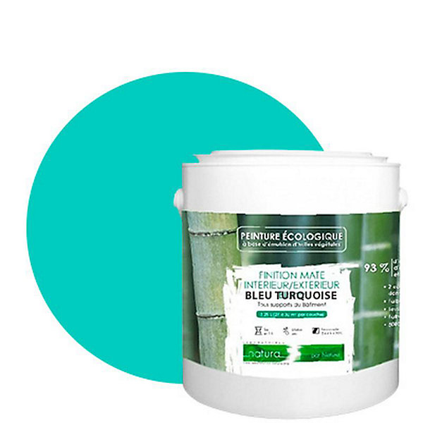Bleu Turquoise Peinture interieur exterieur aspect mat Natura - Bleu Turquoise - 2.5L