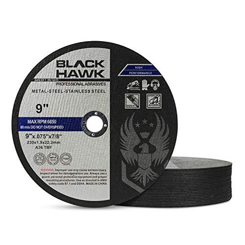 BHA Metal and Stainless Steel Cut Off Wheels for Angle Grinders, 9” x .075” x 7/8” - 25 Pack
