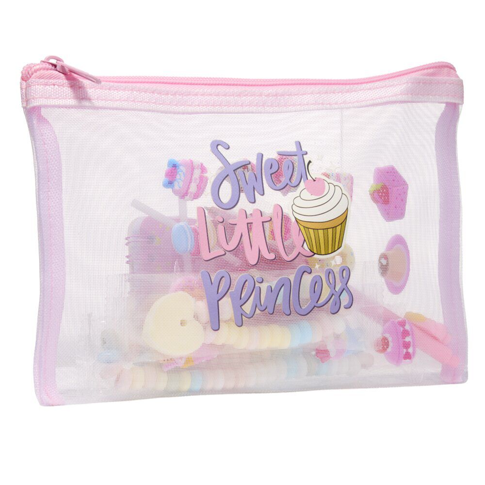Trousse avec bonbons 50g et accessoires princesse 14,5x22,5cm (2 modèles)