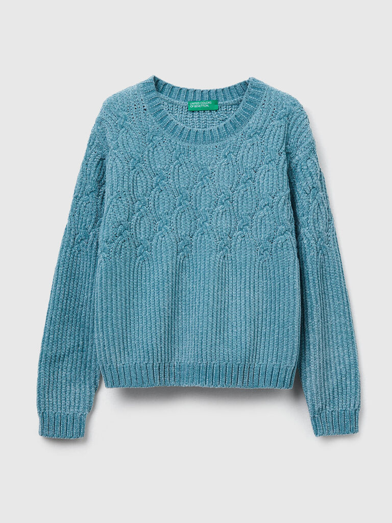 Cable knit sweater in chenille