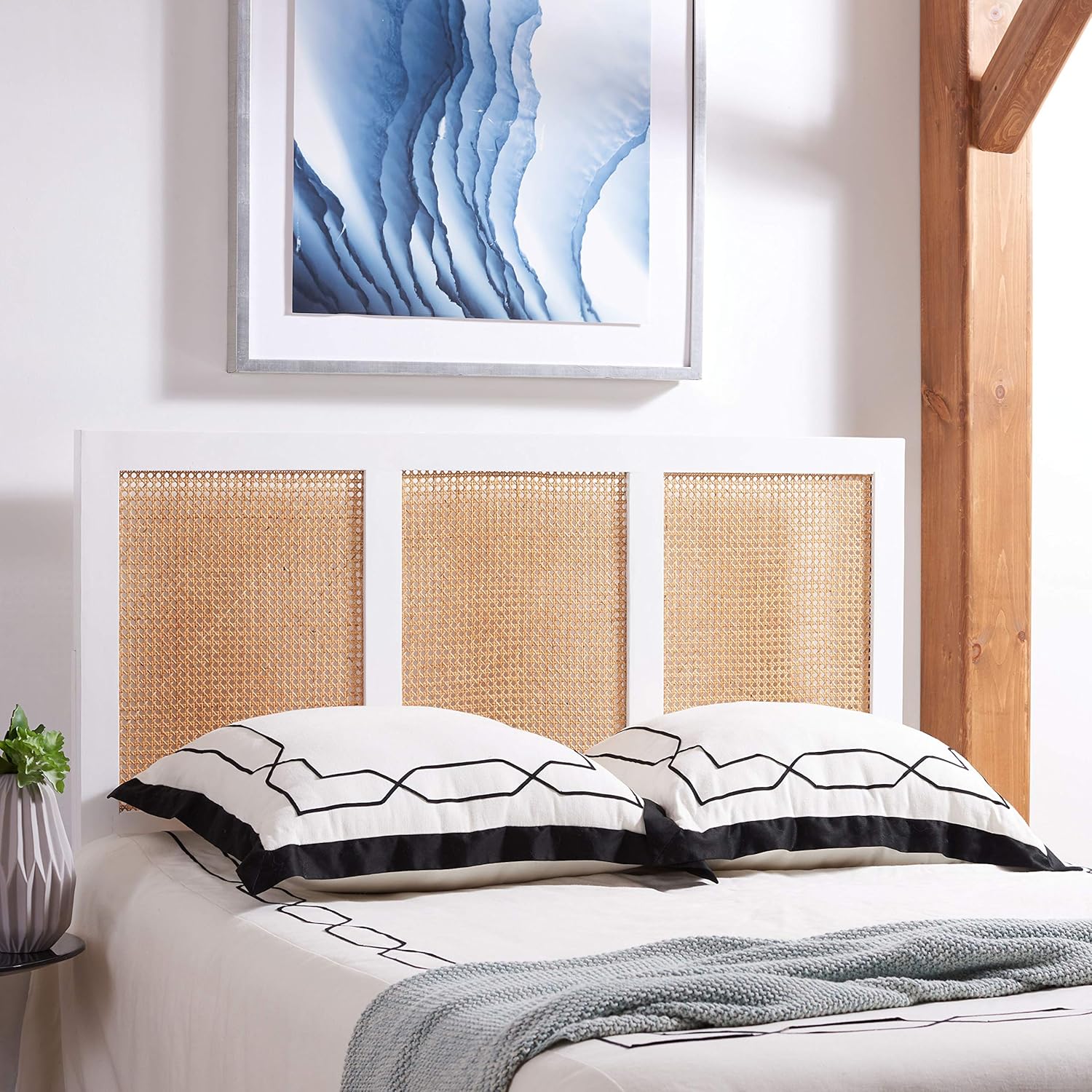 Safavieh Home Collection Vienna White Wash Cane King Headboard Platform