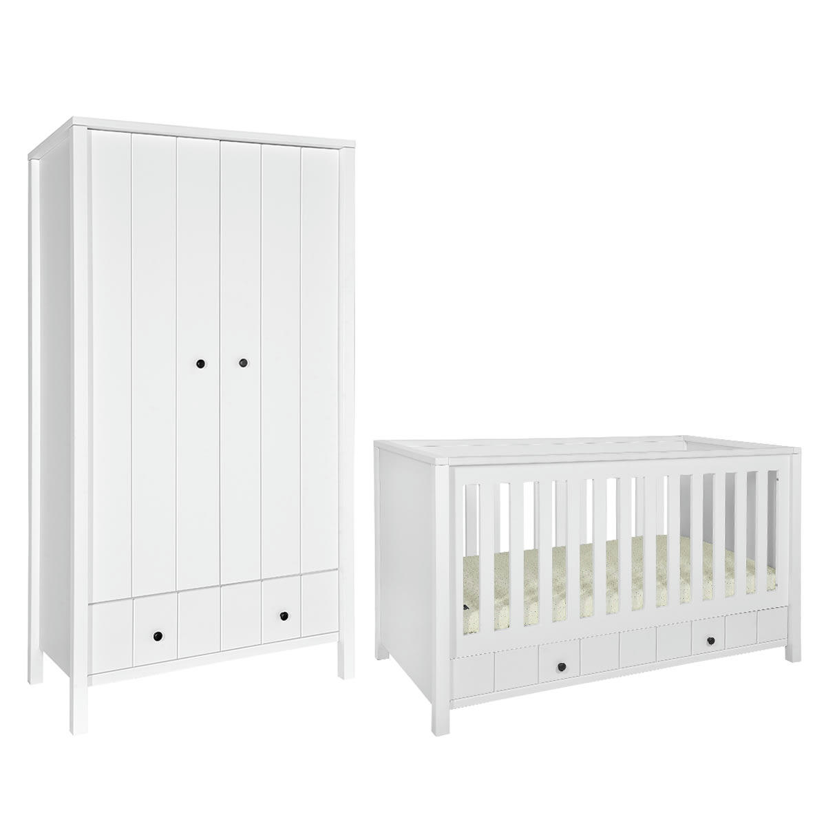 DUO - ALLPIN - Lit évolutif 70x140 armoire 2 portes blanc