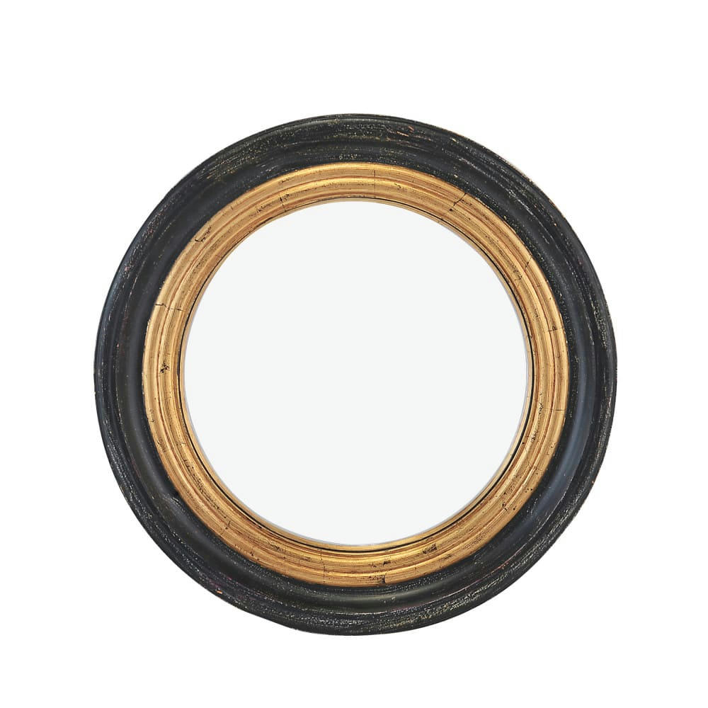 HOURY - Miroir rond en bois D64 cm noir / or