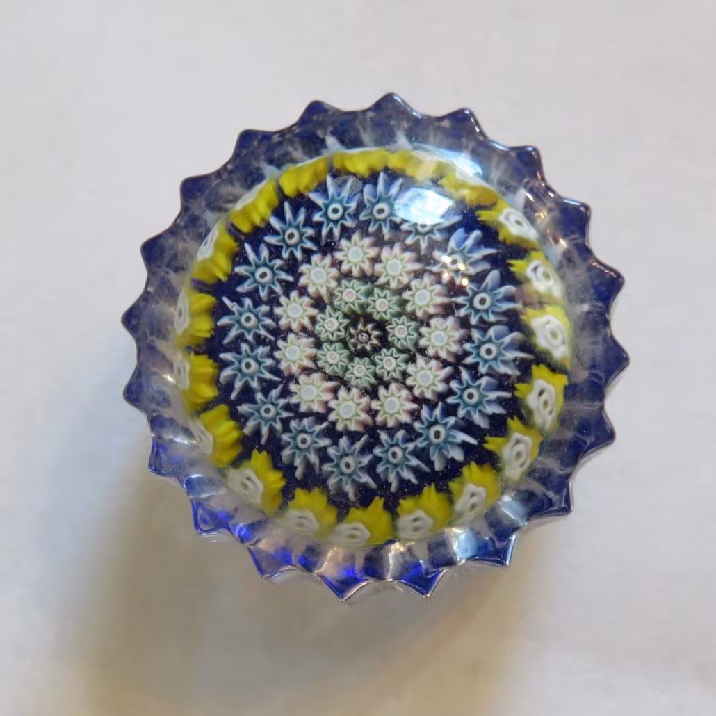 Vintage Scottish Perthshire Millefiori Art Glass Paperweight 1.75 Inches