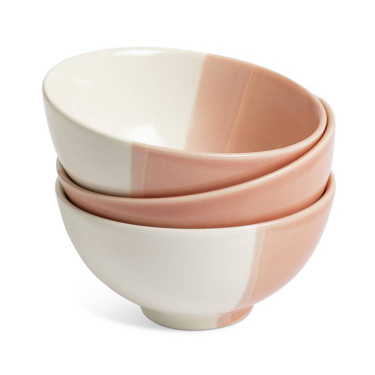 Habitat Dipped Set of 3 Stoneware Nibble Bowls