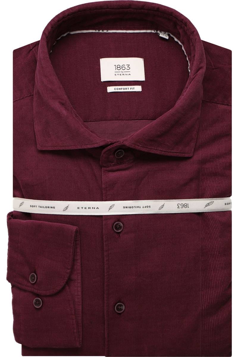 ETERNA 1863 Comfort Fit Cordhemd bordeaux, Einfarbig