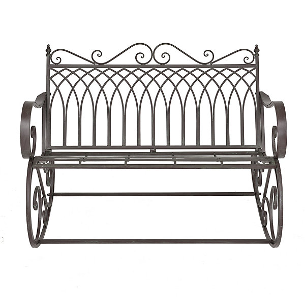 Banc à Bascule Greenough Vintage Métal Vert Foncé Patine Grise Claire en.casa