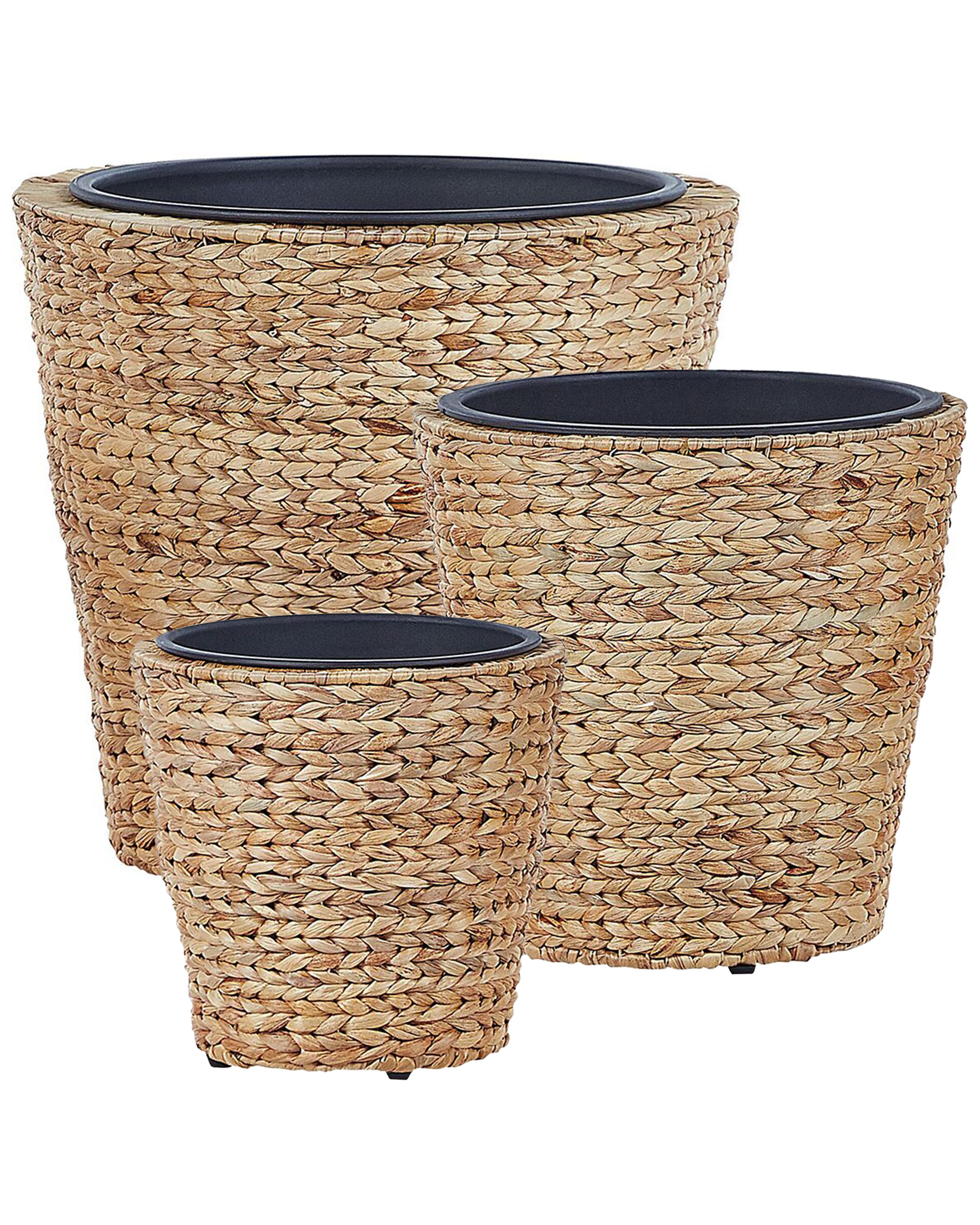 Set of 3 Plant Pots PLAKA Water Hyacinth 29/37/49 cm Natural