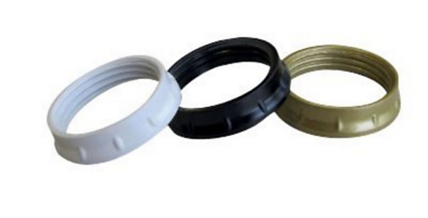 Lot 3 bagues de fixation pour abat-jour pour douille E27 Tibelec blanc noir or Ø48mm