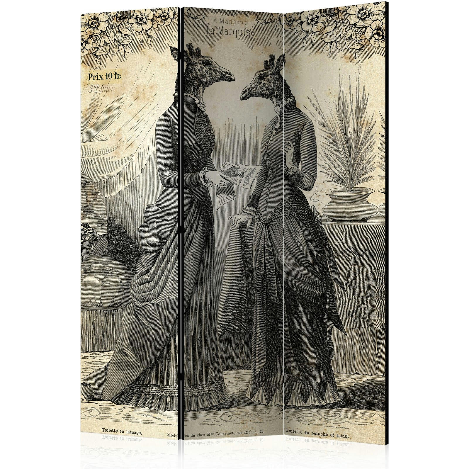 - Paravent Vintage Toile intissée Beige