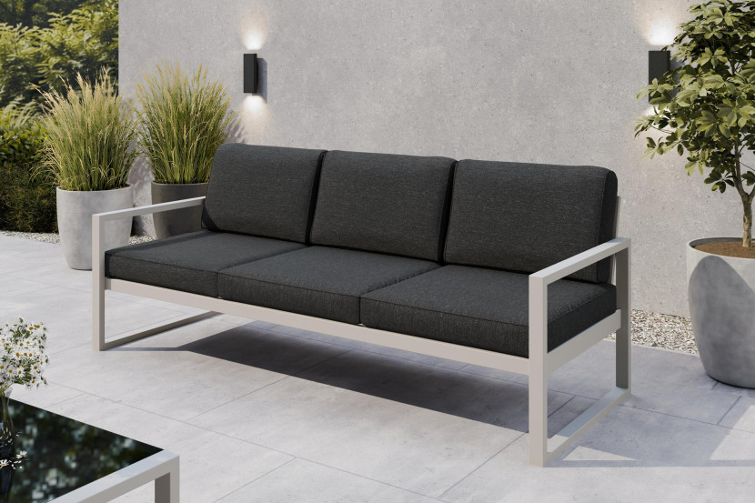 Sofa ogrodowa 3-osobowa ALICANTE grafitowa z kaszmirowym stelażem