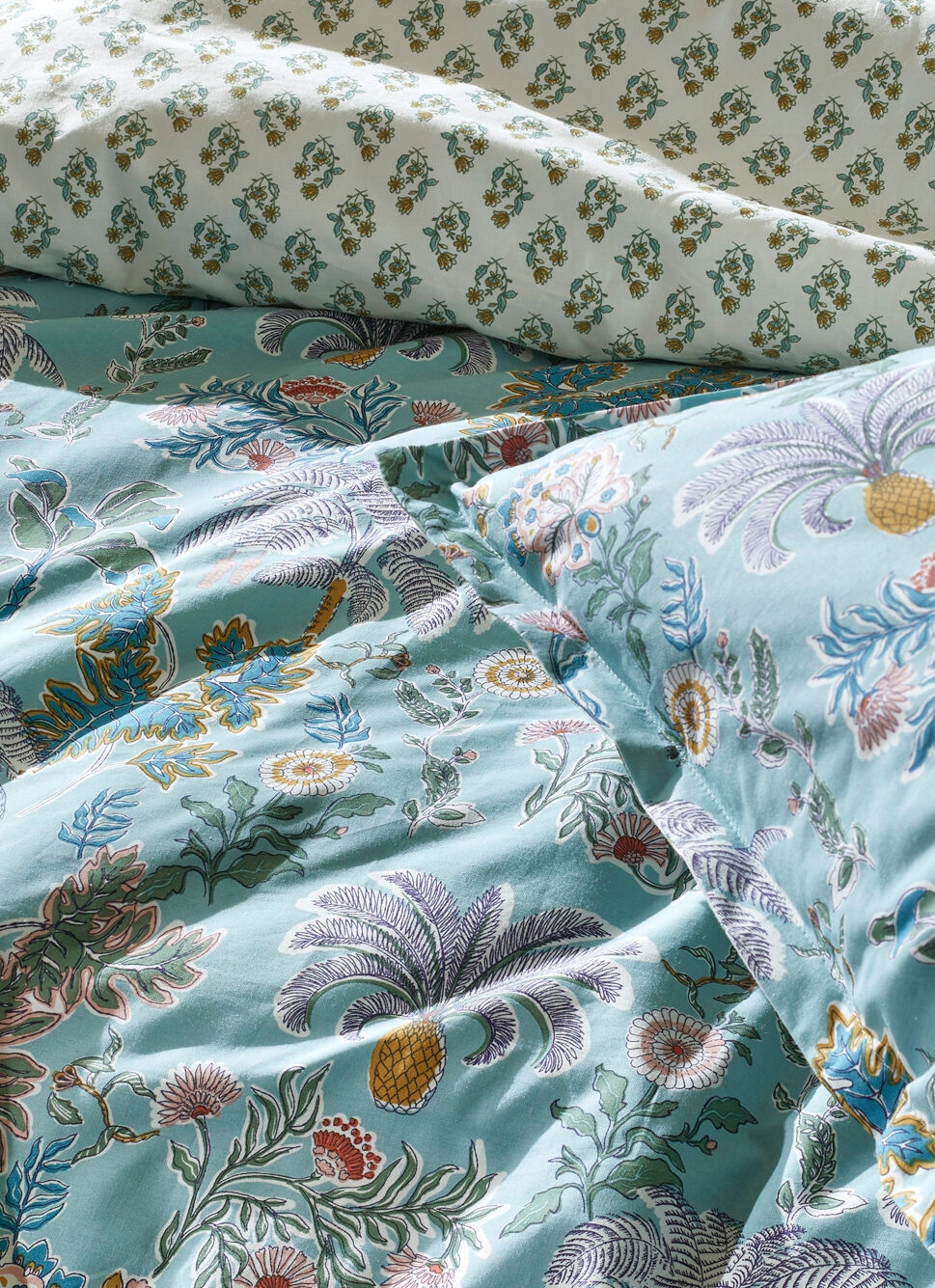 HOUSSE DE COUETTE EN PERCALE GRANADA BLEU GRIS